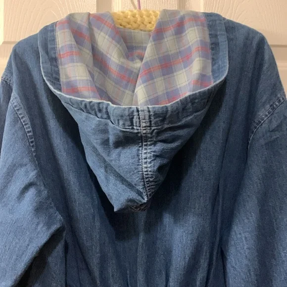 VINTAGE CAROLINA BLUES PLUS DENIM POPOVER JACKET-HOODIE SZ18 -POCKETS/ZIP FRONT - Picture 6 of 7